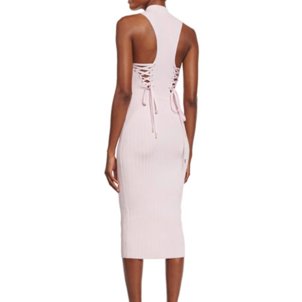 Light Pink Cushnie Et Ochs Laced-Back Sleeveless Dress